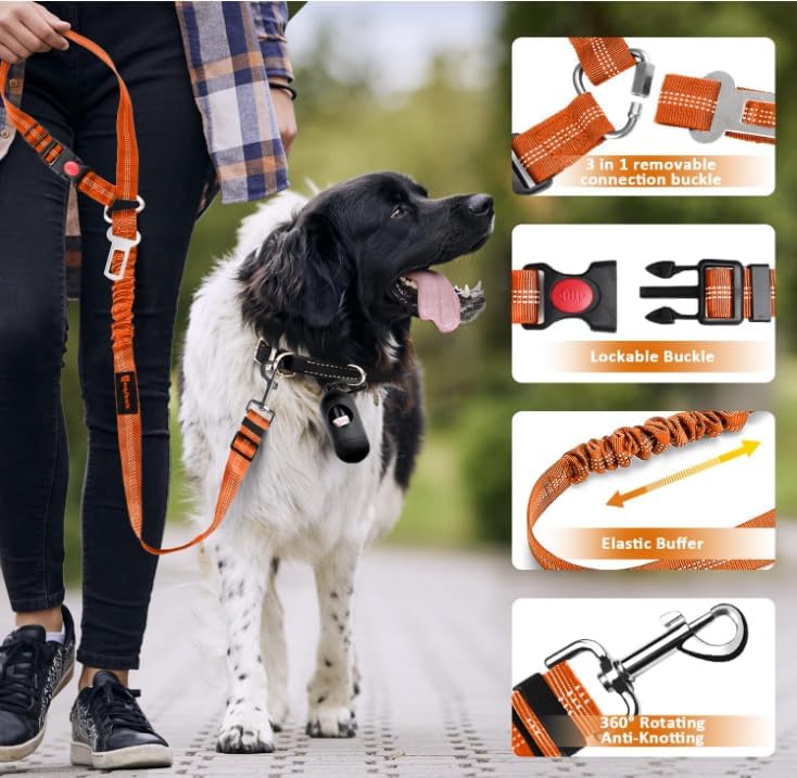 Laqibak Removable Dog Seat Belt Harness for Car, 3 in 1 Pet Seatbelt Leash