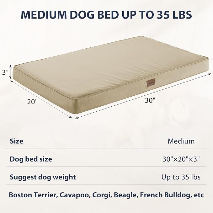 BFPETHOME Outdoor Waterproof Dog Bed for Large Dogs, Washable Cover, 30" | Outdoor & Indoor Use, Waterproof, For Medium, Large, Extra Large Dogs, Orthopedic, Egg Crate Foam, Up to 35 lbs