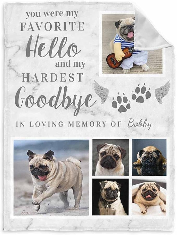 InterestPrint Custom Memorial Throws Blanket for Dog, in Loving Memory Dog Bed Blanket Customized Loss of Pet Dog Photo Blankets Warm Bereavement Gift for Dog Mom 60X80 Inch