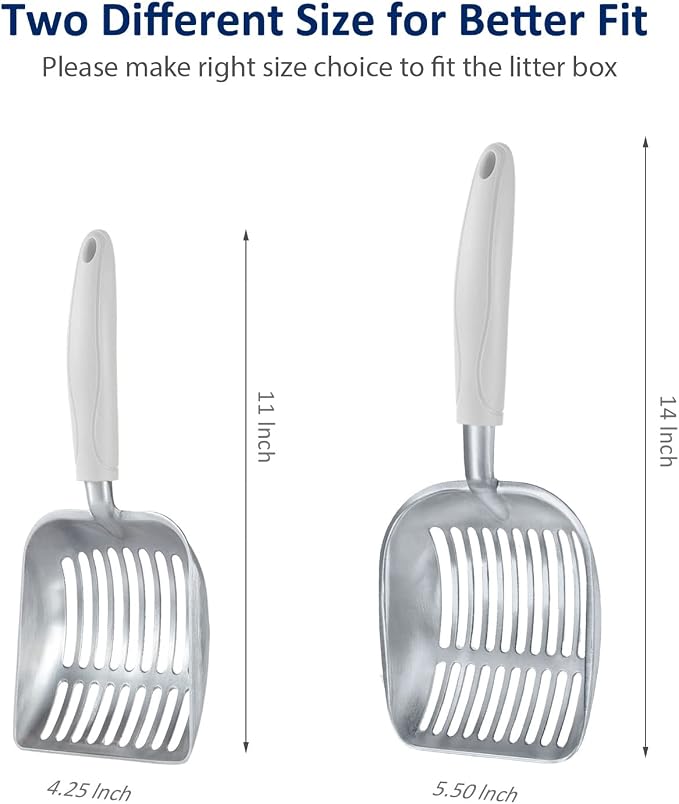 WePet Cat Litter Scoop, Aluminum Alloy Sifter, Kitty Metal Scooper, Deep Shovel, Long Handle, Poop Sifting, Kitten Pooper Lifter, Durable, Heavy Duty, for Litter Box