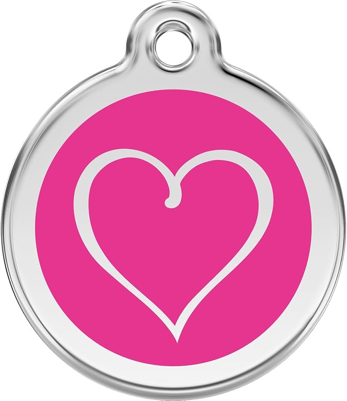 Red Dingo Personalized Tribal Heart Pet ID Dog Tag (Small Hot Pink)