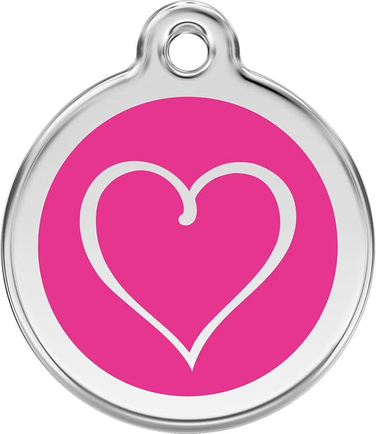 Red Dingo Personalized Tribal Heart Pet ID Dog Tag (Large Hot Pink)