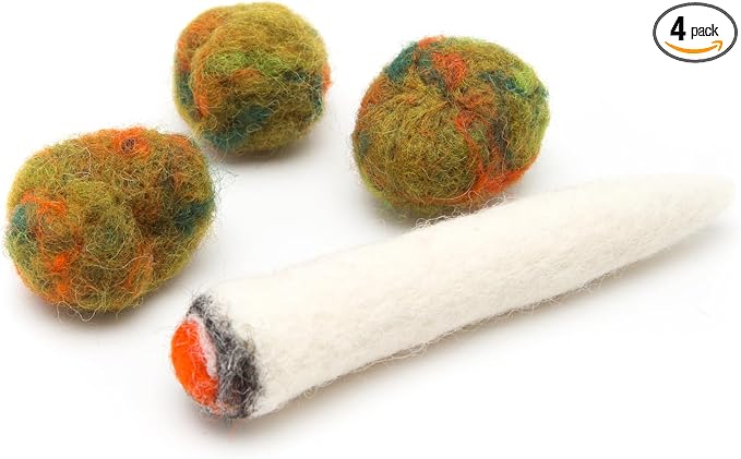 Glaciart One Catnip Joint & Buds Cat Toy Set | Crack for Funny Kittens, Stimulating Cat Toys for Boredom, Exercise & Play | Filled w/Organic Catnip to Excite/Calm Kitty | Organic Idea