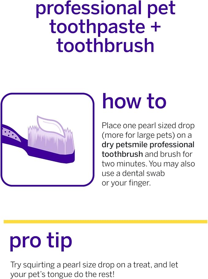 Petsmile Professional Pet Teeth Brushing Kit for Cats & Dogs - VOHC Accepted Toothpaste & Patented Toothbrush - Proven to Control Plaque & Tartar Calprox Formula (London Broil, 2.5 Oz)