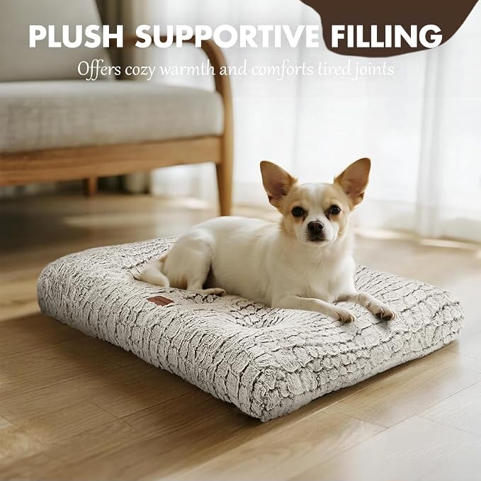 Dog Bed Crate Pad - Soft Fluffy Pet Cushion Mat Anti-Slip Comfy Kennel Pad for Crates