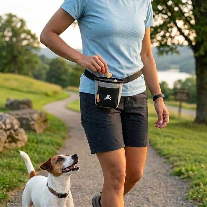 Goodie Treat Bag, Dog Treat Training Pouch | Magnetic Closure | 3 Ways to Wear | Hands-Free Waist Belt | Water-Resistant Recycled Vegan Fabric (Wasabi Stone)