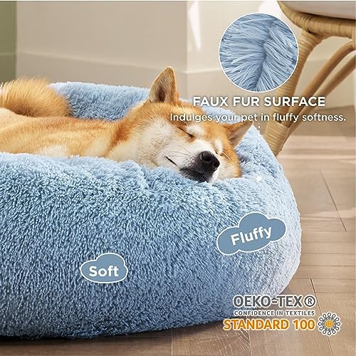 Bedsure Calming Dog Bed Medium Size Dog Donut Washable Pet Bed,30ins