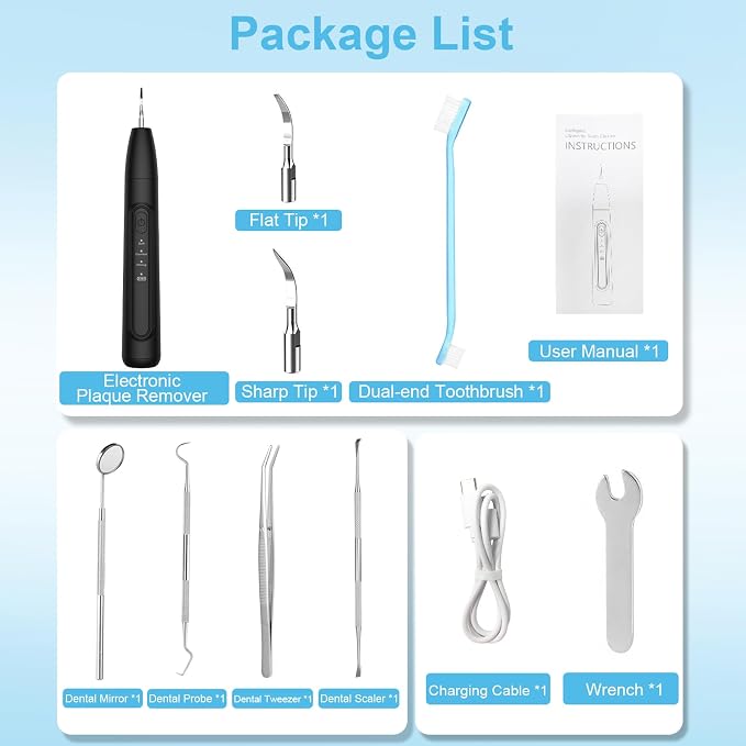 Ultrasonic Dog Plaque Remover Tool, 3 Modes Plaque and Tartar Remover for Dogs, Low Noise Sonic Dog Tartar Remover Plaque Remover with Toothbrush 2 Cleaning Head for Pet Dental Care, Black