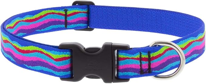 Medium Dog Collar by Lupine 1" Wide Ripple Creek Design adjusts from 12" to 20"