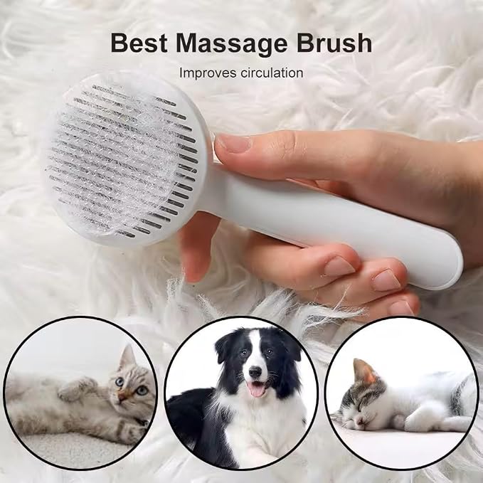 Self-Cleaning Slicker Brush, Dog Cat Bunny Pet Grooming Shedding Brush, Easy to Remove Loose Undercoat, Pet Massaging Tool Suitable for Pets with Long or Short Hair (Blue)