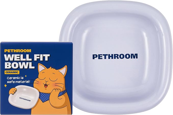 Well Fit Dog Bowl, Durable Ceramic Cat & Dog Food and Water Bowl | Non-Slip Silicone Base, Easy to Clean, 6.2 × 6.2 × 2.0 in, Lavender