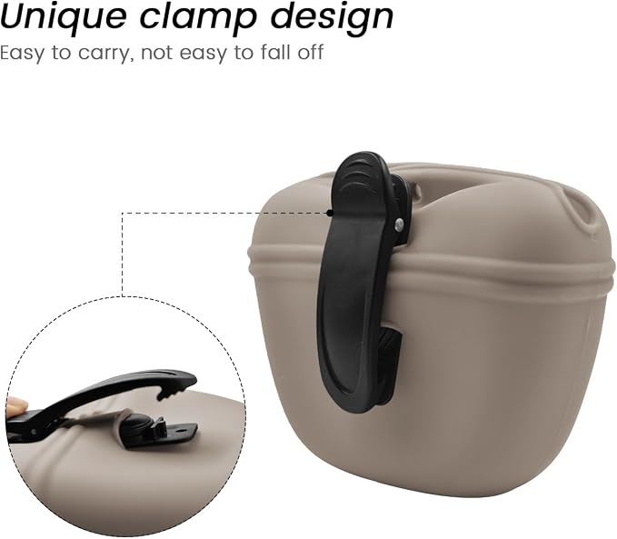 AUDWUD Silicone Dog Treat Pouch with Clicker Magnetic Closure Secure Clip | Upgraded clip keeps your treat pouch secure during training.Magnetic closure allows fast one hand access.Includes dog click