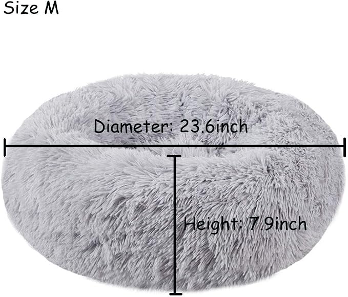 Modern Soft Plush Round Pet Bed for Cats or Small Dogs, Mini Medium Sized Dog Cat Bed Self Warming Autumn Winter Indoor Snooze Sleeping Cozy Kitty Teddy Kennel (24'' D x 8'' H, Light Grey)