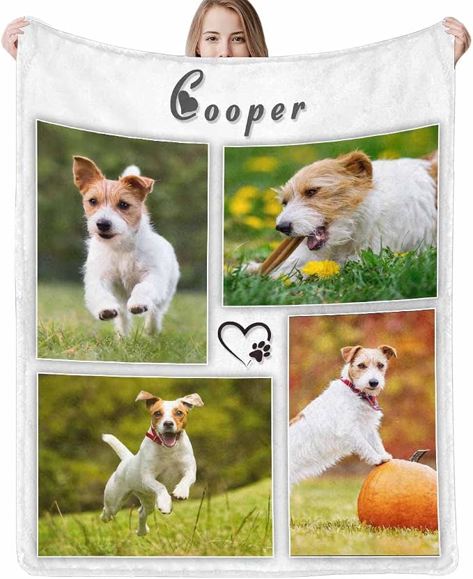 Artsadd Custom Memorial Blanket with Photos and Name-in Loving Memory Gifts Personalized for Loved Ones Lost-Remembrance Blankets for Dogs Cats Pets Lover-Four Pictures