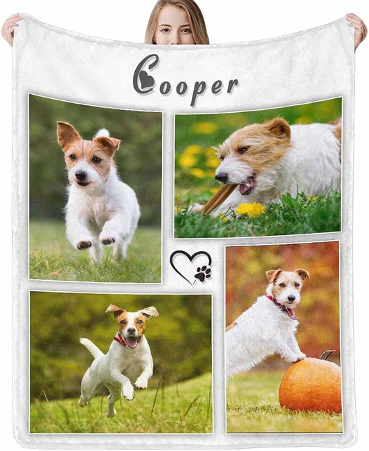 Artsadd Custom Memorial Blanket with Photos and Name-in Loving Memory Gifts Personalized for Loved Ones Lost-Remembrance Blankets for Dogs Cats Pets Lover-Four Pictures