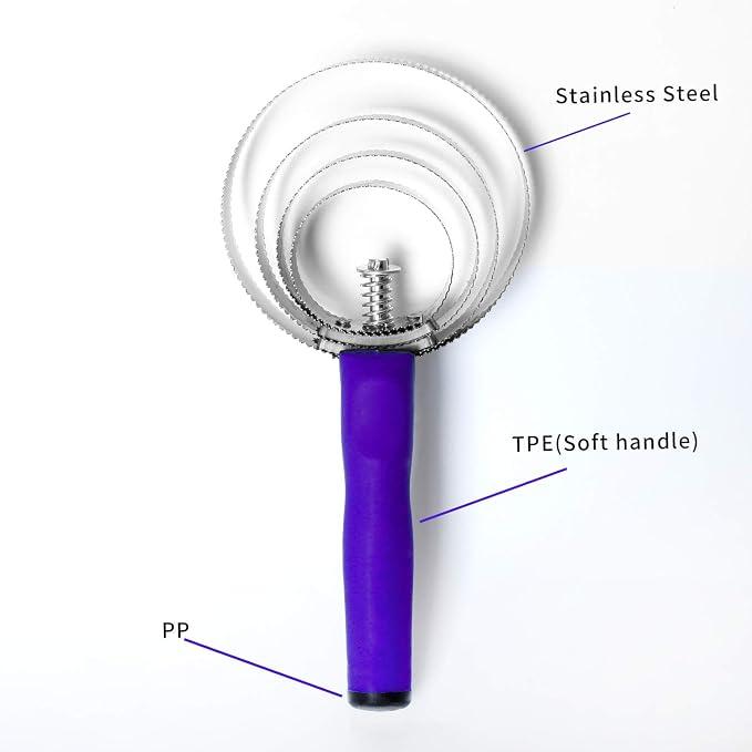 BOTH WINNERS Reversible Stainless Steel Curry Comb with Soft Touch Grip (Purple)