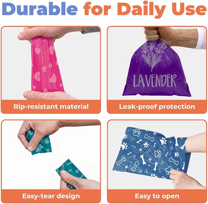 Best Pet Supplies Dog Poop Bags for Waste Refuse Cleanup, Doggy Roll Replacements for Outdoor Puppy Walking and Travel, Leak Proof and Tear Resistant, Thick Plastic - Assorted 2, 150 Bags