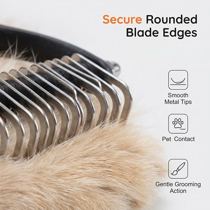 Dual-Sided Pet Grooming Comb for Dogs & Cats, 2026 New 2‑in‑1 Professional Pet Grooming Brush Deshedding Dog Brush, Dematting Comb Undercoat Rake for Dogs Long Haired Pet Grooming Tool (2, Orange)