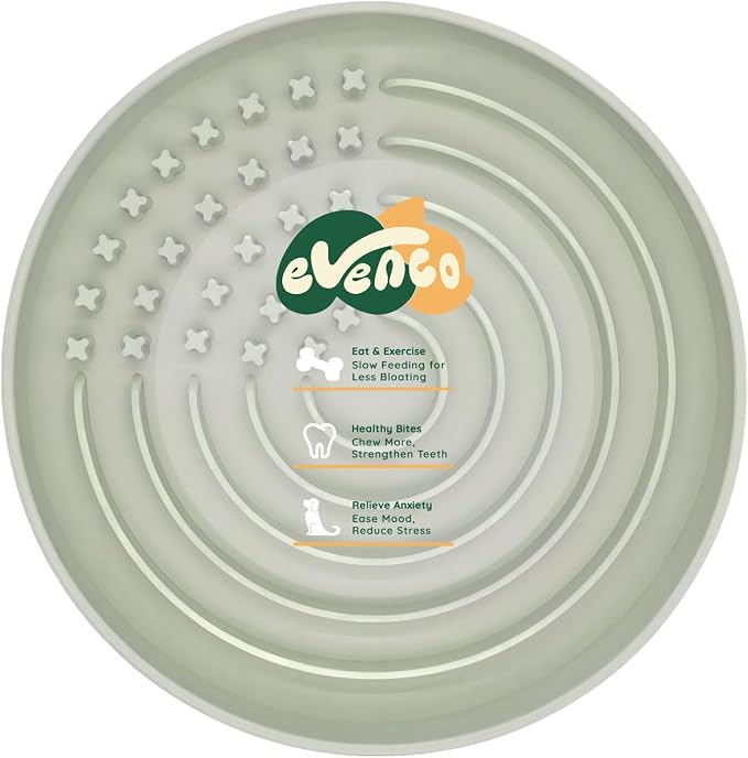Slow Feeder Dog Bowls, Slowdown Bowl - Puzzle Silicone Dog Feeding Bowls with Suction Cups, Innovative Lick Mat, Healthy Eating, Dishwasher Microwave Safe, Mealtime Challenge, 7.5" x 1.3" Green