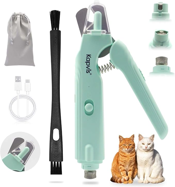 Silent Groom Pro Nail Grinder 2-in-1 Cat Nail Clipper with Light | Also Suitable for Nail Grinding for Small Dogs and Other Small Pets