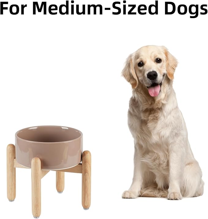 Havniva 7.3inch Ceramic Raised Dog Bowl with Stand, Elevated Dog Bowls for Medium Breed Dog Food and Water Bowl Non-Slip Dog Dish Large Capacity Feeding Pet Water Bowl