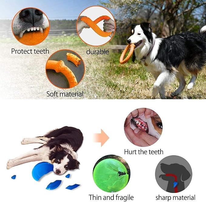 LaRoo Floating Dog Pool Toy, Fetch & Ring Tug Toy - Teething Relief, Catch, Water Fun, Pet Training Outdoor Durable Chew Toys for Small Medium Dogs (Orange Ring,8.6'')