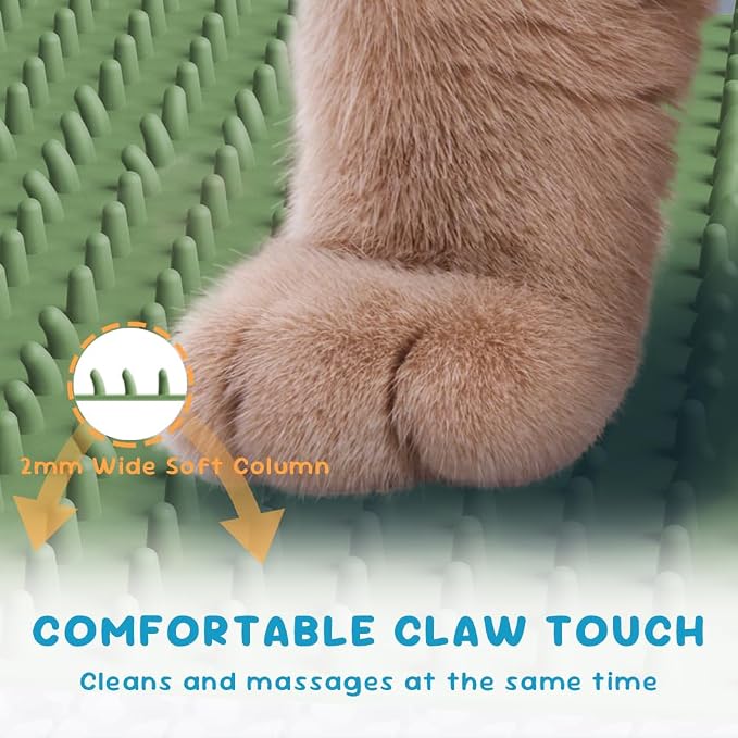 Cat Litter Mat, (33" X 21") Silicone Litter Trapping Mat - Waterproof/Urine Proof, Litter Box Mat - Keep the Floor Clean Green