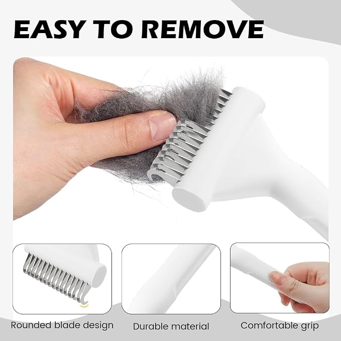 Cat Brush, Pet Hair Removal Tool, Lightweight Deshedding Dog Brush,Cat Brushes for Indoor Cats,Dematting Comb for Dogs Cats,Remove Loose Hair,Pet Grooming Undercoat Rake(White)