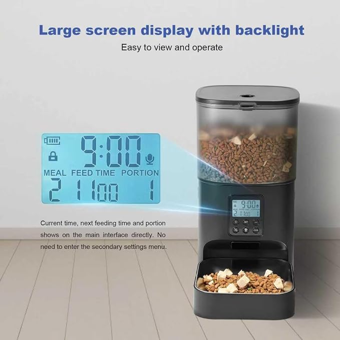 ANDOLL HOME Automatic Cat Feeder, Cat Food Dispenser with 10s Voice Recorder, Pet Feeder up to 8 Meals per Day, Timed Feeder with Dry Food Sealed Ring