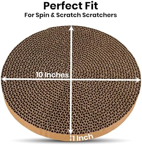 Scratch and Spin Cat Scratcher Replacement Pads for Active Play, Natural Recycled Corrugated Cardboard, Supports Pet Behaviors, Relieves Stress - 5 Count