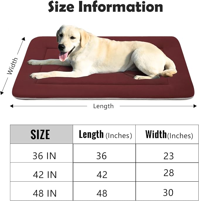 Dog Bed Large Crate Mat 42 in Non-Slip Washable Soft Mattress Kennel Pads