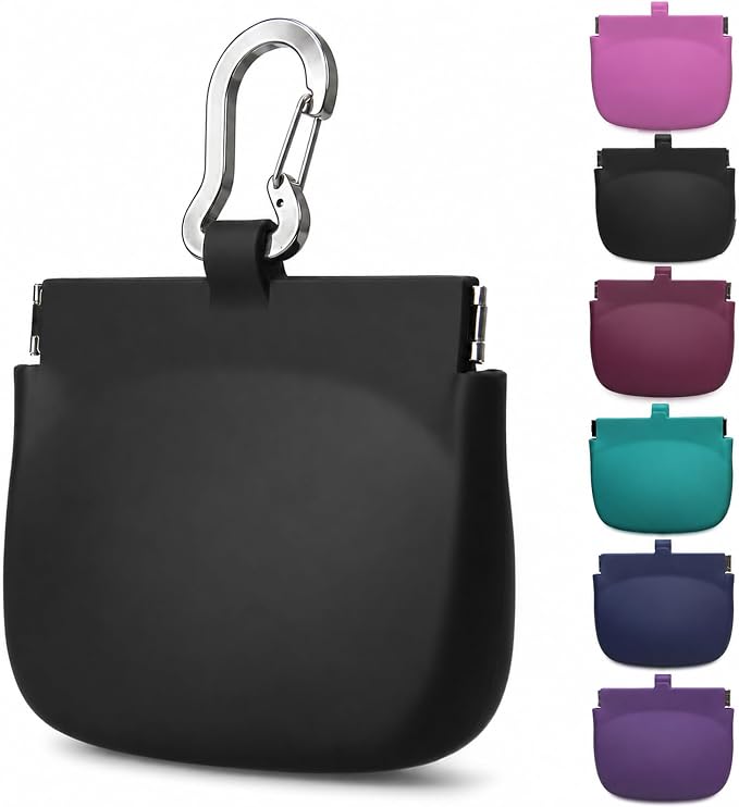 1 Cup Silicone Dog Treat Pouch, Dog Training Treat Bag, Black | One-Hand Use, Auto-Closes, No Spills When Inverted, Carabiner Keeps Pouch Secure, Easy to Clean, Holds Dry or Wet Dog Food