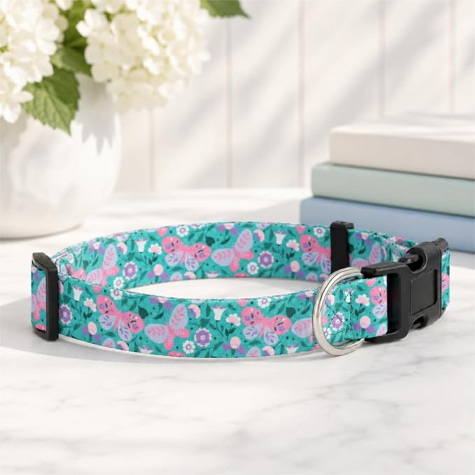 Lucky Love Dog - Adjustable Dog Collar with Easy Click Buckle for Small Ones, Durable, & Comfortable for Male & Female Dogs, Pet Collar for Puppies & Adult Dogs - Mariposa, XS