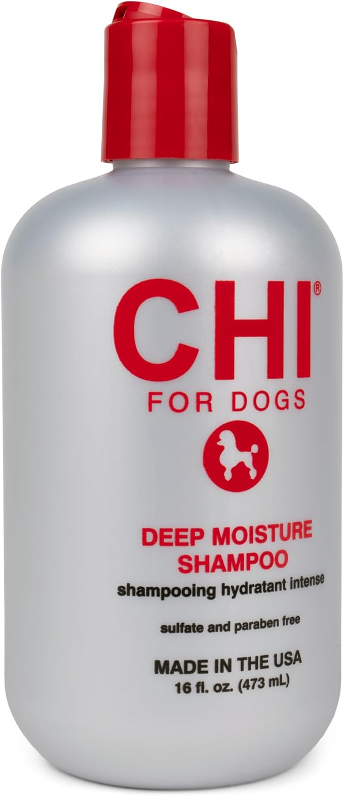 CHI for Dogs Deep Moisture Shampoo pH Balanced Hydrating Dog Shampoo Dry Skin Ionic Technology Soft Shiny Coat 16 FL OZ Made USA