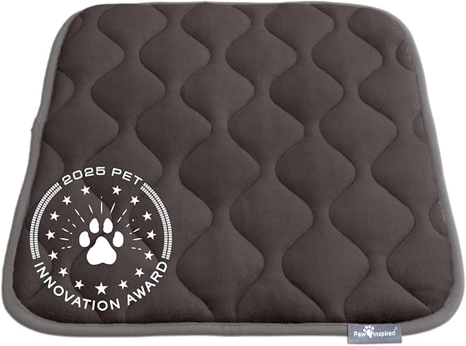 Paw Inspired Washable Padded Crate Mats for Dogs, Gray, 23x17 Inch | Fits 24-inch Kennels, Leakproof, Waterproof Bottom, Plush Dog Pad, Pet Bed