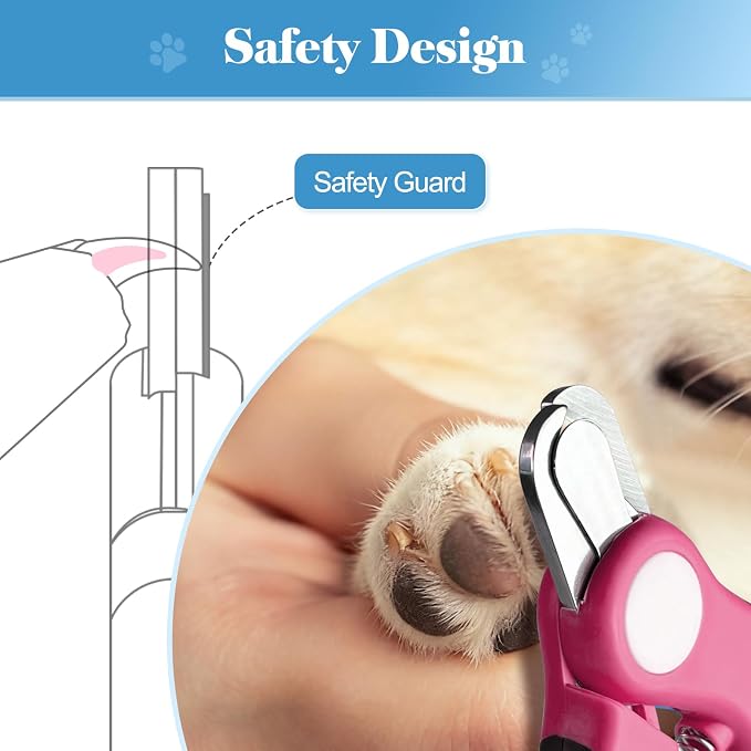 Swihauk Heavy Duty Dog Nail Clippers and Trimmers, Professional Pet Nail Clippers with Nail File for Dogs Cats Small Animal, Claw Clippers with Safety Guard to Prevent Over-Cutting, Pink