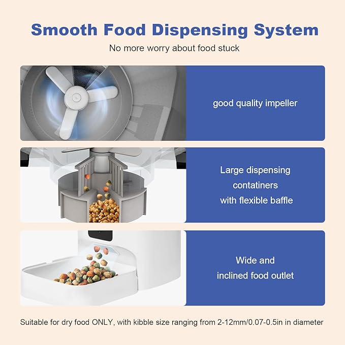 ANDOLL HOME Automatic Cat Feeder, 4L Cat Food Dispenser with 10s Voice Recorder, Pet Feeder up to 8 Meals per Day, Timed Dog Feeder with Dry Food Sealed Ring