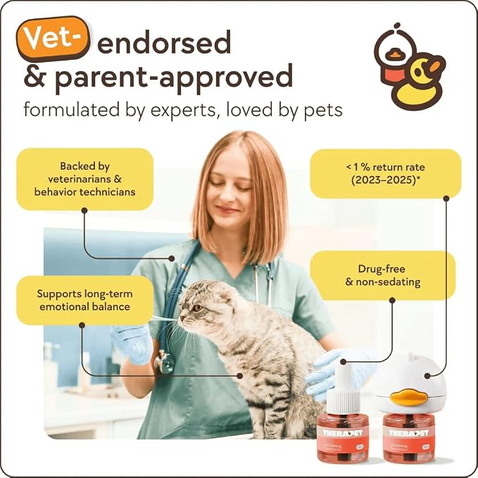 TherapetMD Cat Calming Diffuser Refill Kit (2-Pack, 60-Day Supply) – Cat Pheromone Refill for Stress, Pee Spraying, Fighting, Aggression, Meowing & Scratching – Use with TheraPet MD Diffuser