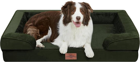 Comfort Expression Orthopedic Dog Beds for Large Sized Dog with Bolster | Waterproof Dog Couch Bed with Washable Cover & Non-Slip Bottom, Supportive Egg Crate Foam Large Pet Bed, 36x27 Inch