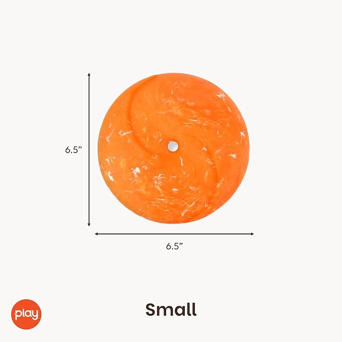 P.L.A.Y. Cute Outdoor Dog Toys - ZoomieRex InfiniDisc Rubber Frisbee, Great for Puppies & Small, Medium, Large Dogs - Dishwasher Safe, Lightweight, Floats in Water, Beach Friendly (Orange, Small)