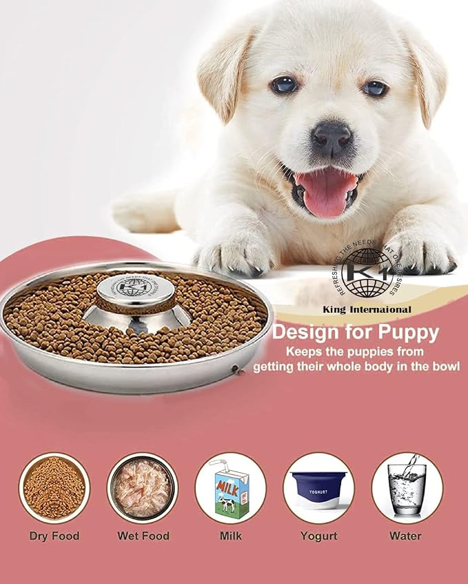 Puppy Bowls for Litter, 2 Puppy Food Bowl, Stainless Steel Puppy Feeding Bowls, Puppy Mush Bowl,11.5'', Food Feeding Puppy Weaning Bowl for Small Medium Large Pets, Puppy Feeder Bowl, Puppy Saucer