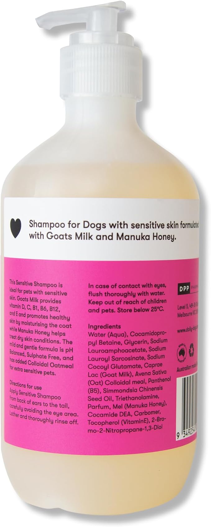 Sensitive Shampoo - Dog Shampoo For Itchy Skin, Hypoallergenic 500ml | Hypoallergenic Dog Shampoo for Sensitive and Itchy Skin