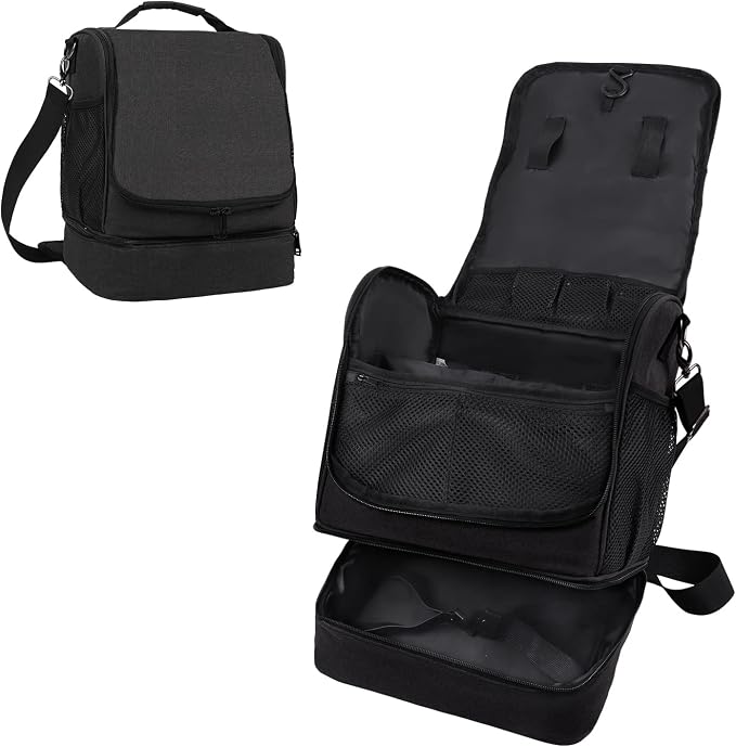 Dog&Cat Grooming Supplies Bag, Adjustable Compartments Wall Mounted Dog Grooming Bag for Pet Groomers, Cat Grooming Bag for Dog Clippers/Wipes/Hair Remover/Nail Trimmer/Brush/Comb/Shampoo