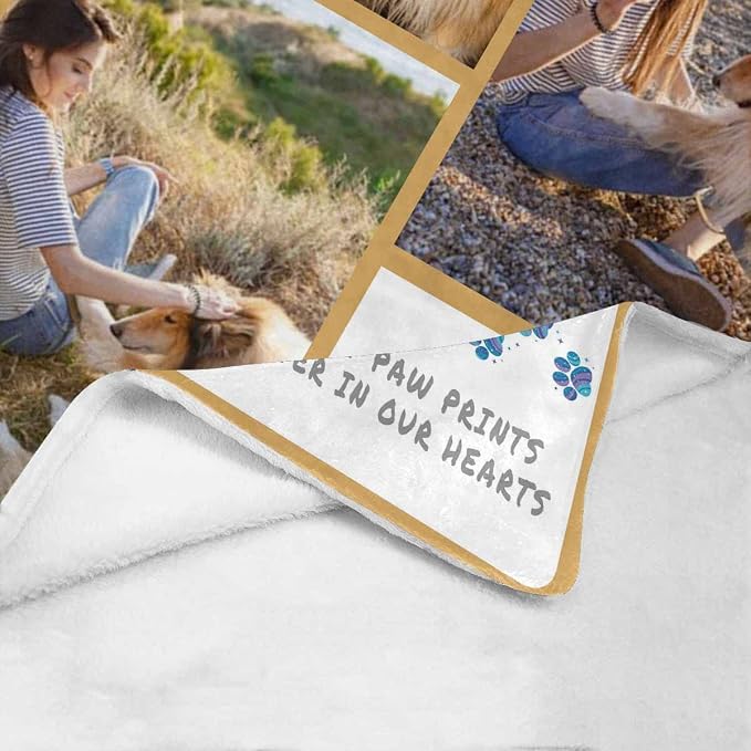 Artsadd Custom Memorial Blanket with Photos and Name-in Loving Memory Gifts Personalized for Loved Ones Lost-Remembrance Blankets for Dogs Cats Pets Lover-Three Pictrures