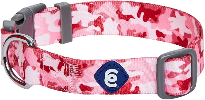 Blueberry Pet Essentials Pink Camo Print Camouflage Adjustable Dog Collar, Large, Neck 18"-26"