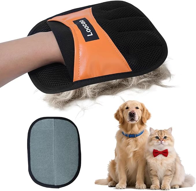 Pet Hair Removal Gloves, for Cats & Dogs, Reusable Five-Finger Electrostatic Pet Hair Removal Gloves, Lint & Fur Remover for Couch, Carpet, Furniture, Clothing, Car Seat & Laundry,2 Pack