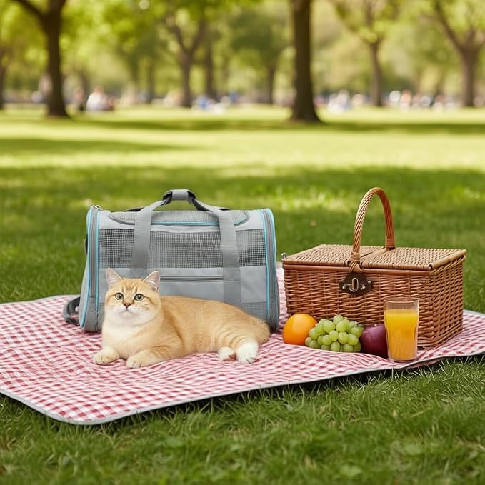 Cat Carrier Pet Dog Carrier Airline Approved for Puppy Cat Carrier Under 15 lbs, Collapsible Soft Sided Airline Approved Cat Carriers, Grey