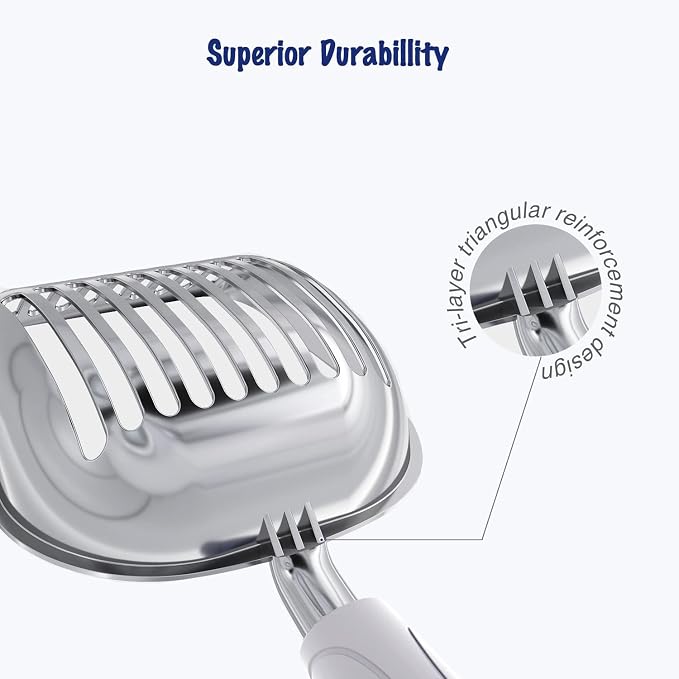 WePet Cat Litter Scoop, Aluminum Alloy Sifter, Kitty Metal Scooper, Deep Shovel, Long Handle, Poop Sifting, Kitten Pooper Lifter, Durable, Heavy Duty, for Litter Box