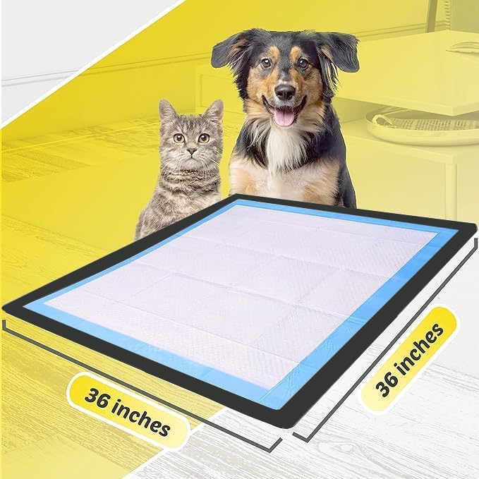 TidyFriend Dog Pee Pad Holder Tray Fits for 36” x 36” Wee Wee Pee Pads - Stable Grip, Raised Edges, Quick-Wipe Silicone Surface Dog Potty Tray Holder for Indoor Flooring Protection (Black)