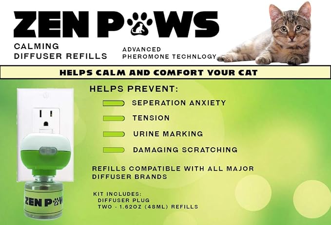 Allinall Cat Calming Pheromone Diffuser, 60 Day Starter Kit - Reassures Cats During Car Travel, Veterinary Visits & Helps Control Unwanted Behaviours Like Urine Spraying, Scratching